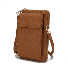 Caddy Vegan Leather Women Phone Wallet Crossbody (Material: Polycarbonate, Color: Tan)