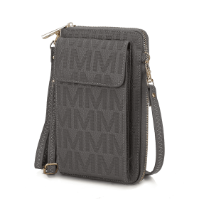 Caddy Vegan Leather Women Phone Wallet Crossbody (Material: Polycarbonate, Color: Charcoal Grey)