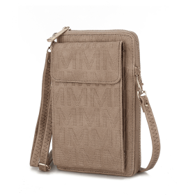 Caddy Vegan Leather Women Phone Wallet Crossbody (Material: Polycarbonate, Color: Taupe)