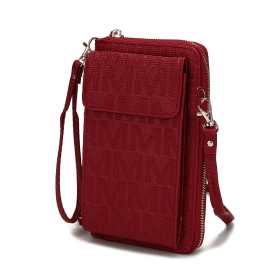 Caddy Vegan Leather Women Phone Wallet Crossbody (Material: Polycarbonate, Color: Red)