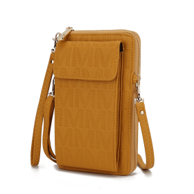 Caddy Vegan Leather Women Phone Wallet Crossbody (Material: Polycarbonate, Color: Mustard)