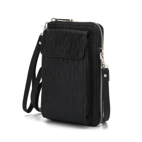 Caddy Vegan Leather Women Phone Wallet Crossbody (Material: Polycarbonate, Color: Black)