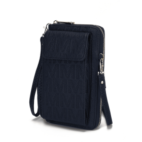 Caddy Vegan Leather Women Phone Wallet Crossbody (Material: Polycarbonate, Color: Navy)