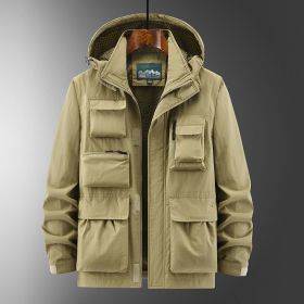 Outdoor Shell Jacket Overalls Jacket (Option: Khaki-XXXL)